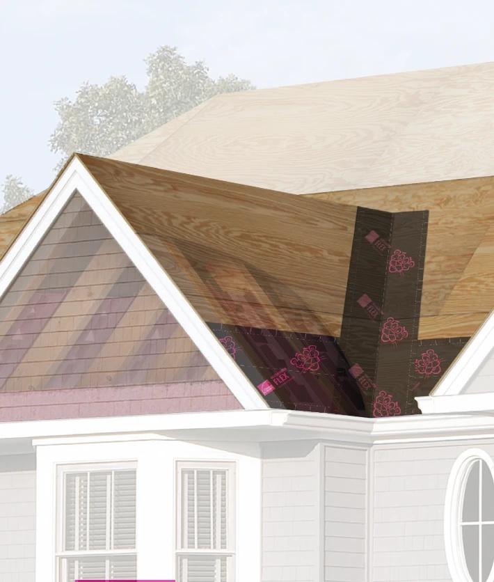 Self-adhered ice and water barrier on roof diagram